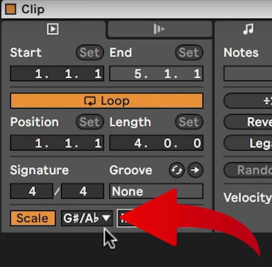 select A Flat Minor in Ableton Live