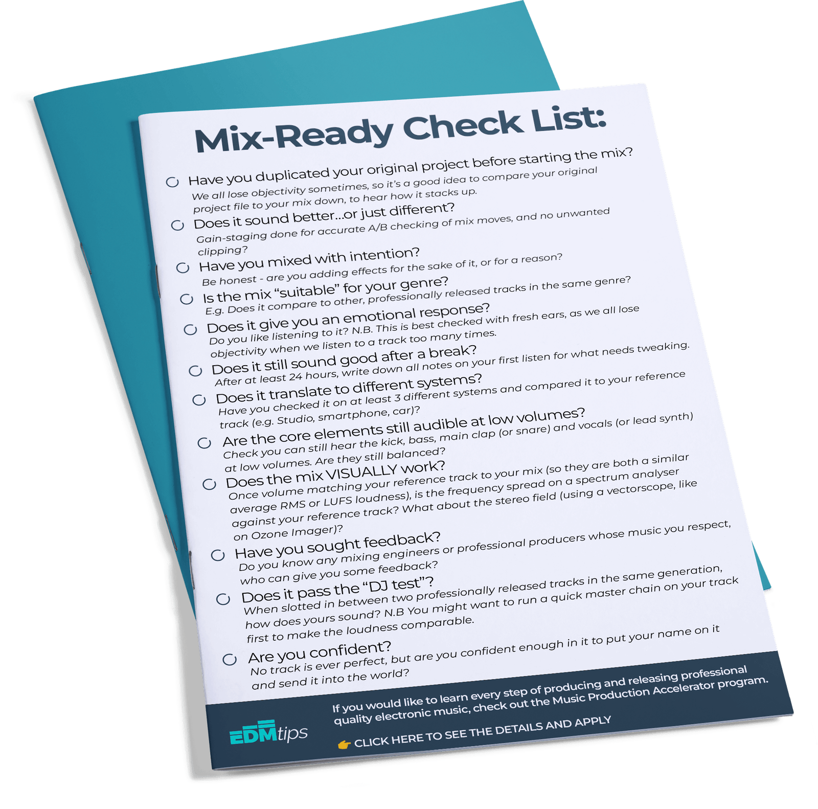 Mix Ready Checklist