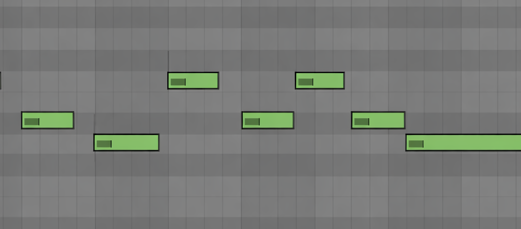 EDM bassline MIDI pattern in a music production DAW